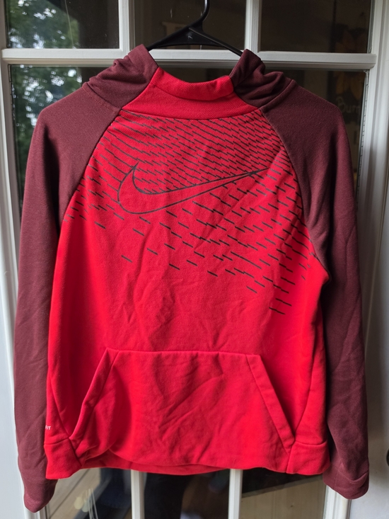 Nike Other - Nike Red Hooded Pullover with Maroon Raglan Sleeves